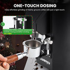 Huanyu Commercial Coffee Grinder - Touchscreen Control, 8 Grind Settings, 64mm Flat Burr, Dual Dosing Modes for Coffee Shops