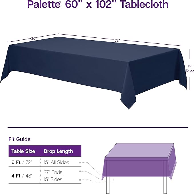 Gee Di Moda Rectangle Tablecloth - 60 x 102 Inch Caribbean Table Cloth for 6 Foot Rectangle Table - Heavy Duty Washable Fabric - for 6 Ft Buffet Table, Holiday Party, Dinner, Wedding & Baby Shower