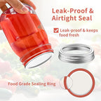 Aliggbent Canning Lids 200 PCS Mason Canning Jar Lids 70MM Regular Mouth Reusable Leak Proof Split Type Lids Food Grade and Anti-Rust Silver Jar Secure Caps and Bands with Silicone Seals Ring