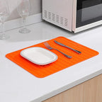 Silicone Dish Drying Mat for Multiple Usage,Easy clean,Eco-friendly,Heat-resistant Silicone Mat for Kitchen Counter or Sink,Refrigerator or drawer liner Orange L 16 inches x 12 inches