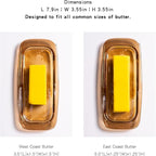Glass Butter Dish with Lid for Countertop, Champagne Crystal Covered Butter Holder Tray Container(7.9*3.55 in)