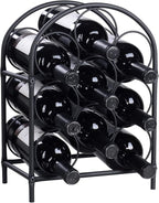 GOSSI 3- Tier Home Wine Bar for Wine Lovers Restaurant Hotel Wine Rack Standing Floor Cabinets Wine Bottle Holders Stands - Black 9 Bottle Metal Stand Christmas Decorations（23036）