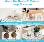 2Pack Stone Dish Drying Mats for Kitchen Counter, Quick Dry Absorbent Diatomite Sink Tray, Foldable Non Slip Dish Rack Mat for Dishes Cups, Perfect for Kitchen Bathroom White (15.5"x11.8" & 8.2"x4")