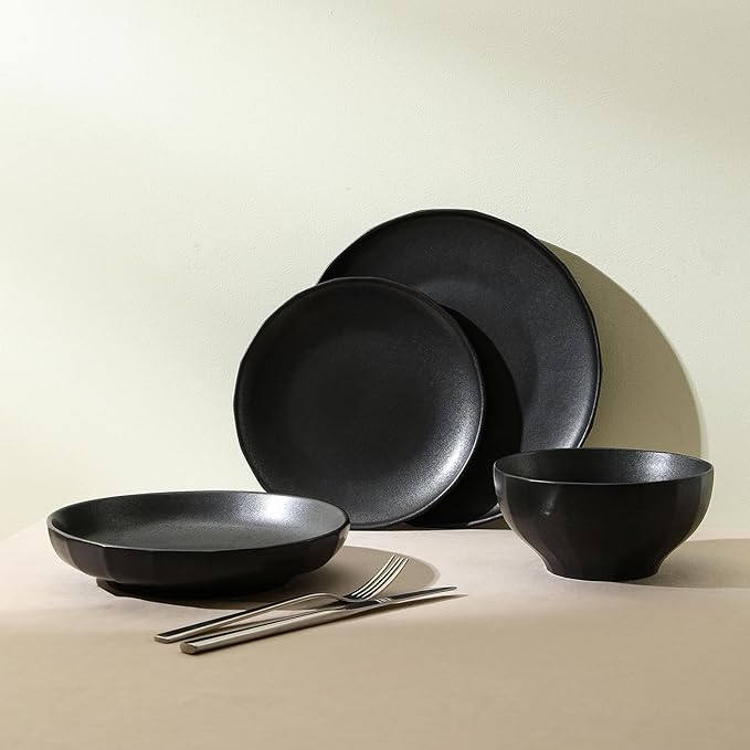 Stone Lain Rio 4-Piece Pasta Bowl Set Stoneware, Black