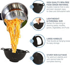 Meadow Lane 6-inch Small Colander, BPA-Free, Dishwasher Safe, Double Handles, Compact Food Strainer for Berries, Veggies and Pasta, 3-Cup Capacity, Black and Gray, 2-Pack