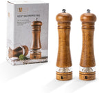 Wooden Salt and Pepper Grinder Set, 8 inch Rubber Wood Salt and Pepper Mills Set of 2 with Acrylic Visible Window & Adjustable Ceramic Rotor