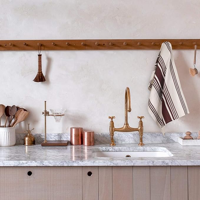 Urban Villa Kitchen Towels 100% Cotton Pack of 6, Highly Absorbent Quick Drying Super Soft Premium Dish Towels for Kitchen with Hanging Loop Hand & Tea Towels - 20x30 Inch, (Wine & White, Striped)