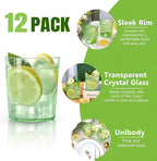Liacere Plastic Drinking Glasses (Set of 12) 14 oz Green Reusable Plastic Glasses Colors，Kitchen Water Glasses Cup, Bar Tumbler Glassware Set for Beer, Juice, Cocktail, Whiskey, Milk