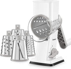 Geedel Rotary Cheese Grater - Upgraded Vegetable Shredder with 4 Interchangeable Blades, Easy to Clean Cheese Shredder with Handle, Kitchen Grater Nuts Grinder for Cutting Cheese, Vegetable, Nuts