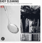 Stainless Steel Cooking Utensils 7PCS Kitchen Utensils Set, Heat Resistant Handle Utensils Set Included Ladle, Meat Fork, Slotted Spatula, Pasta Fork, Masher, Solid Spoon, Skimmer Spoon