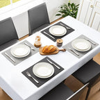 MOSAYT Vinyl Placemats Set of 4, Heat Resistant Place Mats 100% Waterproof Washable & Wipeable Faux Leather Reversible Table Mats for Kitchen Dining Party Indoor Outdoor, 12" x 17", Dark Light/Grey