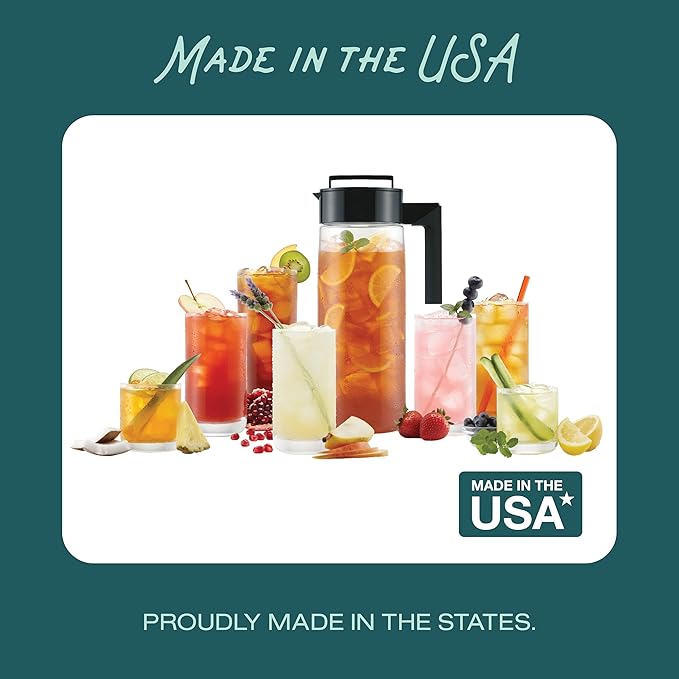 Takeya Airtight Pitcher - Everyday-Use for Iced Tea & More - Clear with Lid - Lightweight Kitchen Essential - Spill-Proof & Durable Kitchenware - 2 Quart, Raspberry