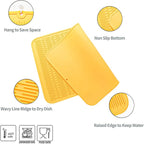 Silicone Dish Drying Mat for Multiple Usage,Easy clean,Eco-friendly,Heat-resistant Silicone Mat for Kitchen Counter or Sink,Refrigerator or Drawer Liner Yellow 4XL 32 inches x 18 inches