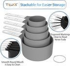 TILUCK Measuring Cups & Spoons Set, Stackable Cups and Spoons, Nesting Measure Cups with Stainless Steel Handle, Kitchen Gadgets for Cooking & Baking (Gray)