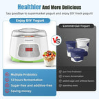 Yogurt Maker, Electric Yogurt Maker Machine with Transparent Lid, White/Green Cheese Maker for Home/Restaurant/Party
