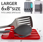 Silicone Utensil Rest and Spoon Holder, Heat Resistant Kitchen Spoon Rest for Multiple Utensils, Dishwasher Safe Drip Pad for Spatulas, Tongs, Ladles, and Spoons (Candy Red)