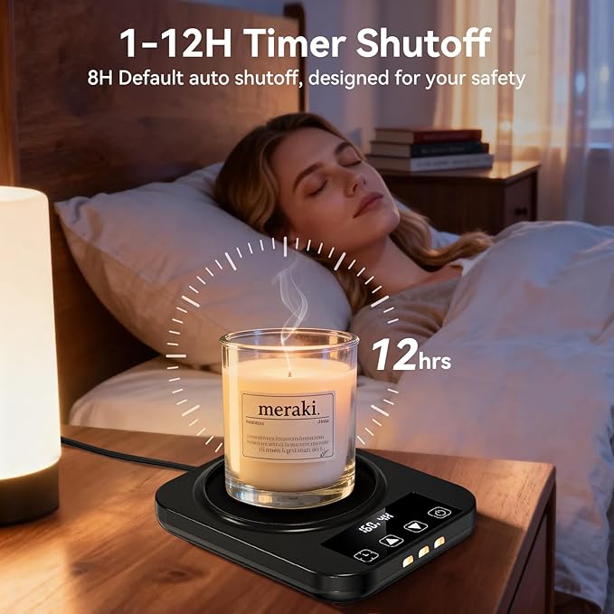 Coffee Mug Warmer & Mug Set for Desk, Electric Coffee Cup Warmer with 16oz Heated Mug, Temperature Control Smart Coffee Heater with Auto Shut Off & 9 Temp Settings, Gifts for Men Women, Black