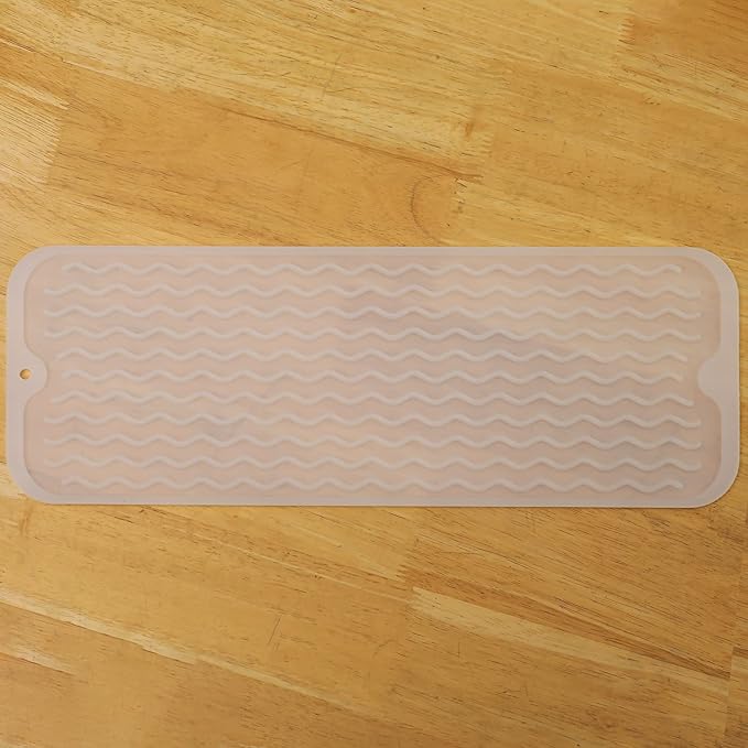 Silicone Dish Drying Mat for Multiple Usage,Easy clean,Eco-friendly,Heat-resistant Silicone Mat for Kitchen Counter,Sink,Bar,Bottle,or Cup Translucent M 17 inches x 6 inches