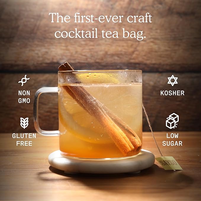 SAYSO Hot Toddy Cocktail Tea Bags - Infuses with Cold Water, Premium Craft with Honey, Cinnamon, Crystallized Lemon & Clove | Organic, Certified Gluten-free, Non-GMO| 35 calories, 8g sugar - 8 count