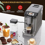 Garvee Fully Automatic Espresso Machine with Built-In Grinder and Milk Frother, 4-Beverage Cappuccino and Latte Maker with Intuitive Touch Display, Gunmetal Finish