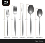Luxury Vintage Flatware 20-Piece Set – Service for 4, Premium Stainless Steel with Weighted Handles, Aged Heirloom Finish, Dishwasher Safe, Elegant and Modern Cutlery (Vintage Silver)