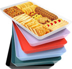 WOWBOX 6 pcs Serving Tray for Entertaining, Serving Platters for Snacks, Fruit, Cookies, Dessert, Reusable Plastic Trays for Serving Food, (White, Black, Green, Red, Purple, Blue)