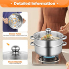 5 Tier Layer Stainless Steel Steamer Pot, 304 Food Grade Steel Multipurpose Steam Cookware Steaming Pot with Stackable Pan and Lid for Cooking Corn,Dumpling,Fish (Silver, 5 Tier - 26cm)