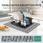 Stone Drying Mat for Kitchen Counter, Collapsible Dish Drying Mat, Fast Drying Diatomaceous Earth Dish Drying Mats, Water Absorbent Diatomite Kitchen Mat