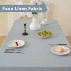 Laolitou Table Cloth Rectangle Linen Waterproof Textured Light Blue Tablecloth, Washable Wrinkle Free Spill Proof Fabric Tablecloths for Dining Table Farmhouse Kitchen Holiday, 60x104 Inch