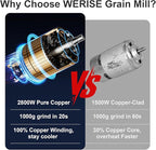 Electric Grain Mill Grinder Flour, 1000g Corn Fine Powder Rice Grinder Wheat Mill for Home Kitchen Commercial Stainless Steel Spice Food Pepper Coffee Beans (Swing Type)