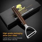 Serrated Blade Premium Y Type 304 Stainless Steel Multifunctional Kitchen Peeler Real Wood Handle Ultra Sharp Blade Vegetable Potato Apple(Wenge)