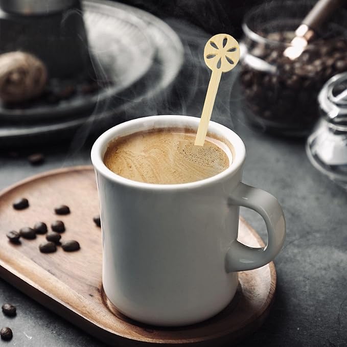 TreeMVI- 200PCS Disposable Coffee Stirrers 7IN Bamboo Coffee Stir Sticks with Round Ends for Mixing Drink,Cocktails,Milk Tea