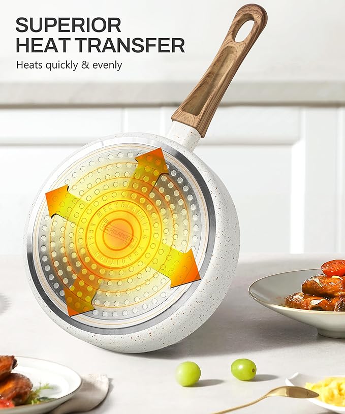 MICHELANGELO Small Frying Pan Nonstick - 6 Inch Single Egg Frying Pan, Mini Skillet with Stay-Cool Handle, Non-Toxic Omelette Pan, White