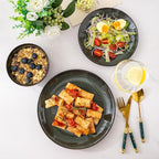 LERATIO Ceramic Dinnerware Sets for 8,Stoneware Plates and Bowls Sets,Handmade Reactive Glaze Dishes Set,Chip Resistant and Scratch Resistant | Oven&Dishwasher & Microwave Safe-Green(24PCS)