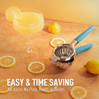 Zulay Lemon Squeezer Stainless Steel with Premium Heavy Duty Solid Metal Squeezer Bowl and Food Grade Silicone Handles - Large Manual Citrus Press Juicer and Lime Squeezer Stainless Steel (Blue)