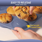 2 Pack 6 Cups Silicone Jumbo Muffin Pan with Metal Reinforced Frame Silicone Molds for Baking Cupcake Cake Baking Pans Muffin Tin Tart Pans Baking Set for Easter Christmas holiday Cookie Tin