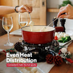 Swissmar Lugano Cast Iron Cheese Fondue Set, 9-Piece, 2 QT / 2 L - Ideal for Melting Cheese, Chocolates, Caramel, & More - Perfect for Kitchen Collection & Gift Giving - Cherry Red