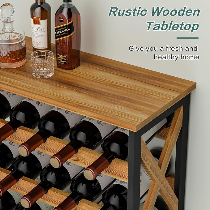 25 Bottle Wine Rack Freestanding Floor Rustic Wine Holder Stand 5 Tier Wobble-Free Tall Wine Racks Wine Large Display Storage Shelf for Cellar Kitchen 21.6''L x 10.6''W x 31.8''H