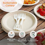 World Centric Compostable Cutlery with Napkin 6" - White TPLA, Assorted and Wrapped - 250 Pack