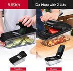 Fullstar Mandoline Slicer for Kitchen - Vegetable Chopper, Onion Potato Food Veggie Fruit Slicer and Cutter with Container, Kitchen Gadgets & Accessories, Home Essentials (All in 1, Black)