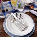 KEAWELL Premium Regal 20-Piece Silverware Set – 18/10 Stainless Steel Flatware with Tapered Column Handles, Dishwasher Safe and Perfect for Gifting or Formal Dining (20, Silver)