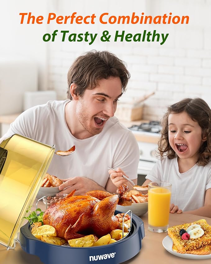 Nuwave Oven Pro Plus Air Fryer, Infra-Red Countertop, 2025 Advanced Convection, No Defrosting or Preheating, Cook Fresh or Frozen, Durable Power Dome, 100 Presets & 50 Memory, PFAS Free, Dark Blue