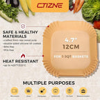 Air Fryer Liners Disposable - 100Pcs 4.7In Square Parchment Paper for Air Fryer, Non-Stick Oilproof Baking Paper Sheets for 1-3 QT Airfryer Basket