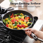 SENSARTE Ceramic Nonstick Frying Pan Skillet with Lid, 12.5 Inch Non Stick Pan Omelette Pans, Healthy Kitchen Cooking Chef's Pan, Free of Intentionally Added PFOA/PFOS, Induction Compatible, Black
