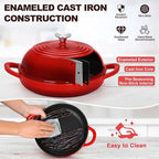 TeamFar Cast Iron Bread Dutch Oven, 6 Qt Enameled Dutch Oven Pot for Sourdough Bread Baking, with Tall Dome Lid & Round Base Pan, Self-Basting & Even-Heating, Heavy-Duty & Non-stick, Red