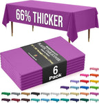 Exquisite 66% Thicker Premium Plastic Table Cloth Rectangle Table Cover 0.5 Mil 6 Pack Magenta Table Cloth 54 Inch x 108 Inch Disposable Tablecloth Won't Tear Easily Like Cheap Thin Brands