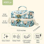 Insulated Kids Double Decker Lunch Bags Tote for Girls Boys Toddler Kindergarten School Picnic Camp Food Cooler Lunch Boxes Thermal with Strap (Lion)