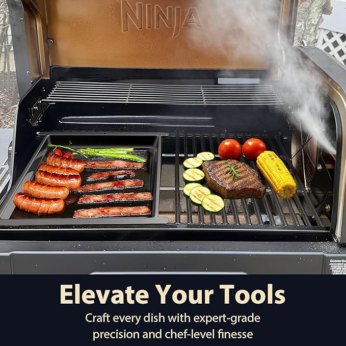 Utheer Nano-Ceramic Half Griddle for Ninja FlexFlame PG300,Professional-Grade Nonstick Half-Size Griddle Plate with Grease Drain,Rust-Resistant,BBQ Breakfast & Camping,Fit Ninja FlexFlame XSKHLFGRIDLE