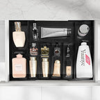 VaeFae Premium Bamboo Drawer Organizer, Expandable Silverware Drawer Organizer, Cutlery Tray with Dividers for Kitchen Utensils (Black, Large)