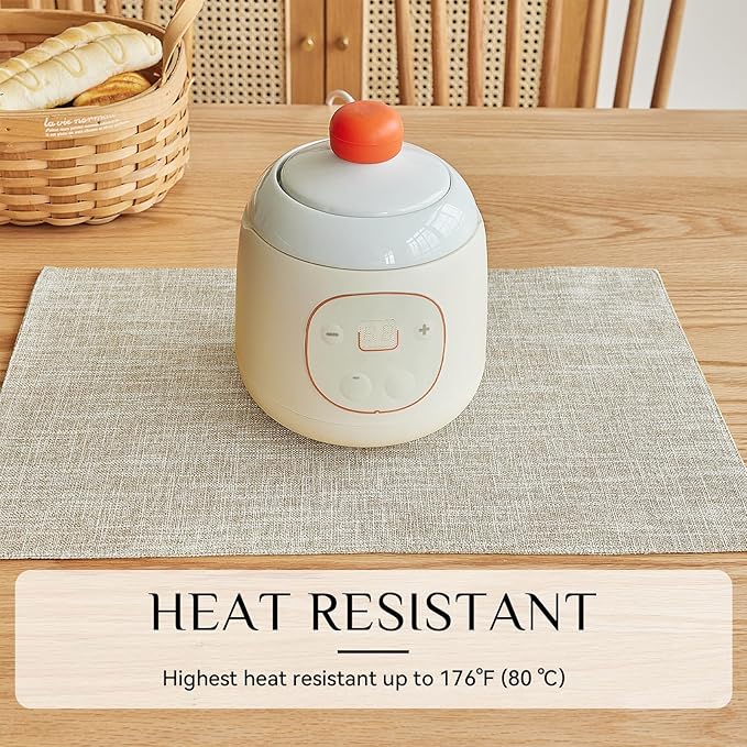 Softalker Faux Linen Placemats Set of 12-12 x 18 Inch, Heat Resistant Double Layered Durable Burlap Farmhouse Place Mats, Non-Slip Washable Rustic Table Mats for Dining, Kitchen, Party（Beige